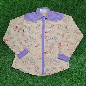 Vintage 80s Wrangler Snap Shirt Womens XL 22x29 Ranchwear